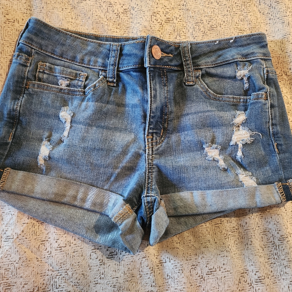 So Low Rise Shortie Jean Shorts